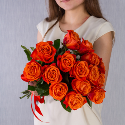 Букет из 15 оранжевых роз Эквадор 50564-Ор