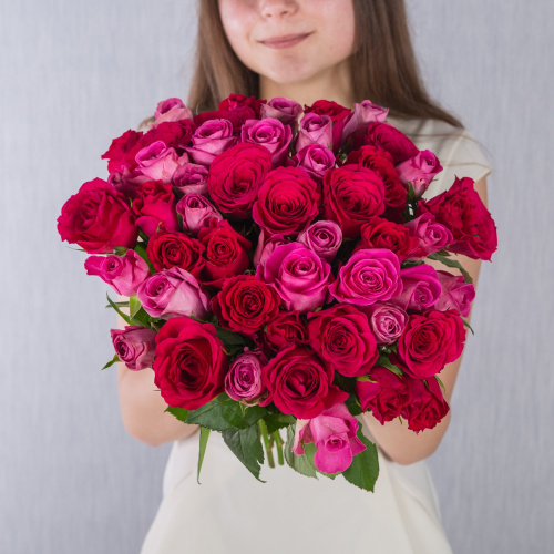 Букет из 51 Розы Кения Розовый микс арт. 7312-Р
