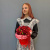 Красная коробка с розами, альстромерией и амарантом Арт 14899