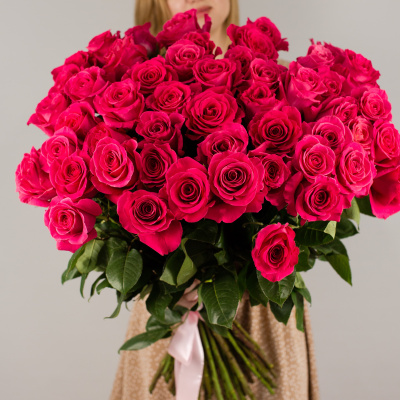 Букет из 51 Розовой розы Эквадор 60см 7299