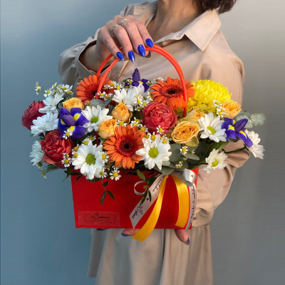 Сумка с живыми цветами оранжевая N 66670